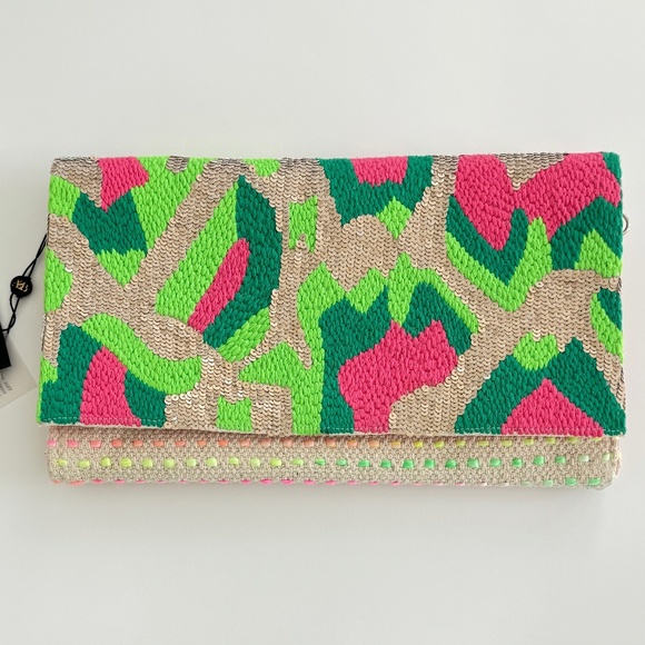 America & Beyond Handbags - NWT America & Beyond Neon Camo Handbag/Clutch